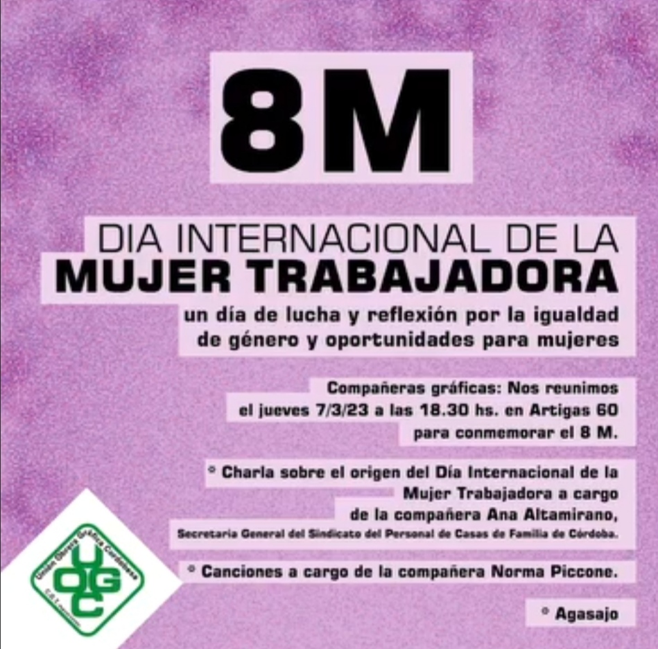 8 M – DIA INTERNACIONAL DE LA MUJER TRABAJADORA